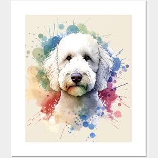 White Labradoodle Dog Watercolor Artwork Posters and Art